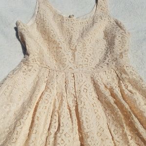 Cream lace overlay dress with pockets!